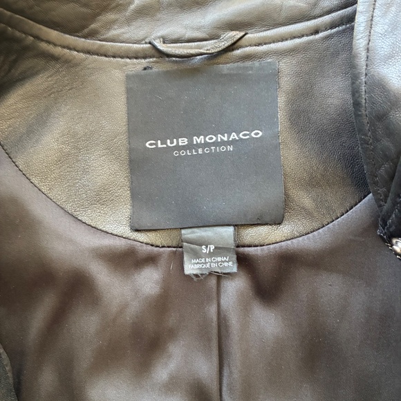Club Monaco Collection Leather Bomber Jacket - Picture 3 of 5